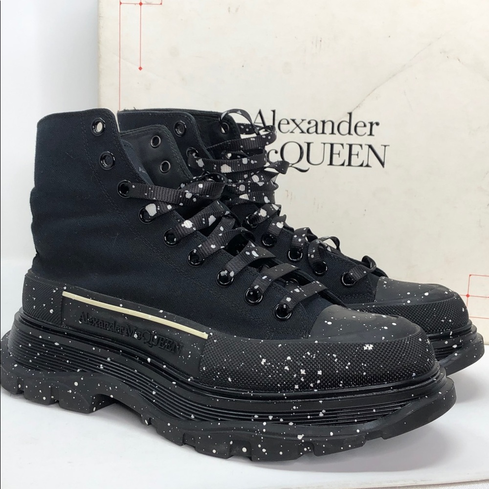 Alexander McQueen Paint Tread Slick High Black 682413 Men’s Sneakers - Size 41 - Picture 3 of 13
